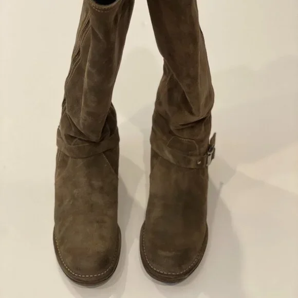 NIB Alberto Fermani brown soft suede zip boots 38